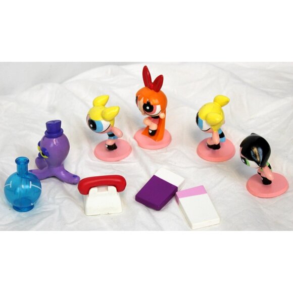 2000 Bakery Crafts 9pc Powerpuff Girls Cake Topper Lot PVC Figurines Phone Octi - Picture 6 of 7